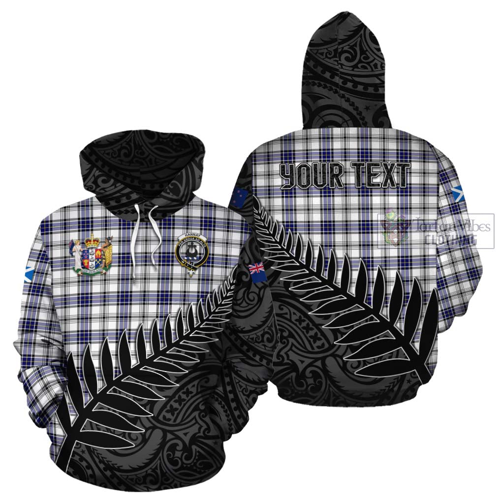 Tartan Vibes Clothing Hannay Crest Tartan Cotton Hoodie with New Zealand Silver Fern Half Style