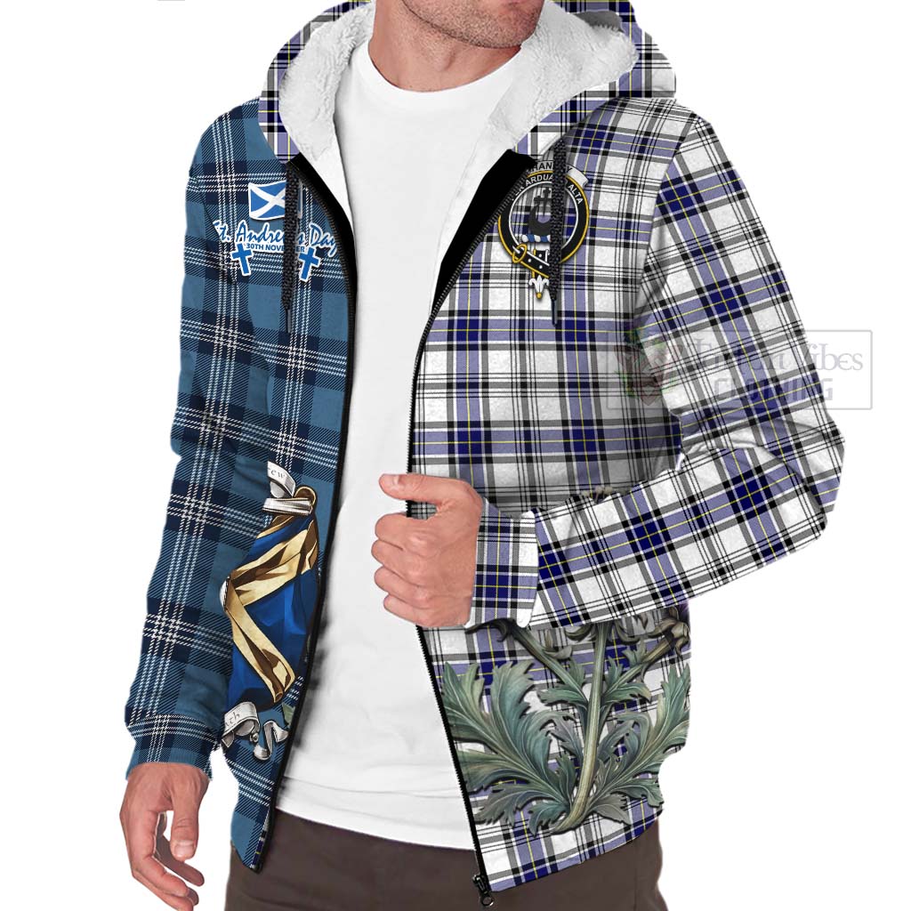 Tartan Vibes Clothing Hannay Tartan Sherpa Hoodie Happy St. Andrew's Day Half Tartan Style