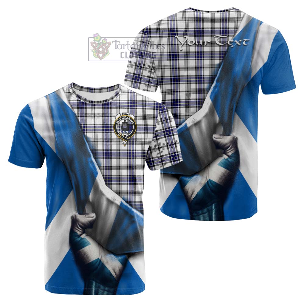 Tartan Vibes Clothing Hannay Tartan Cotton T-shirt with Family Crest Scotland Patriotic Style