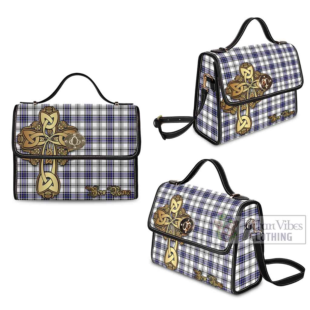 Tartan Vibes Clothing Hannay Tartan Waterproof Canvas Bag Golden Thistle Celtic Cross Style