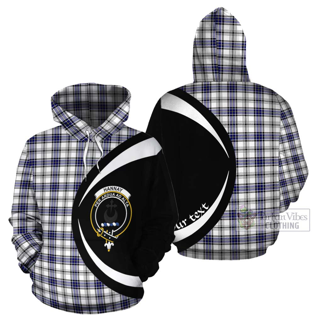 Tartan Vibes Clothing Hannay Tartan Cotton Hoodie with Family Crest Circle Style