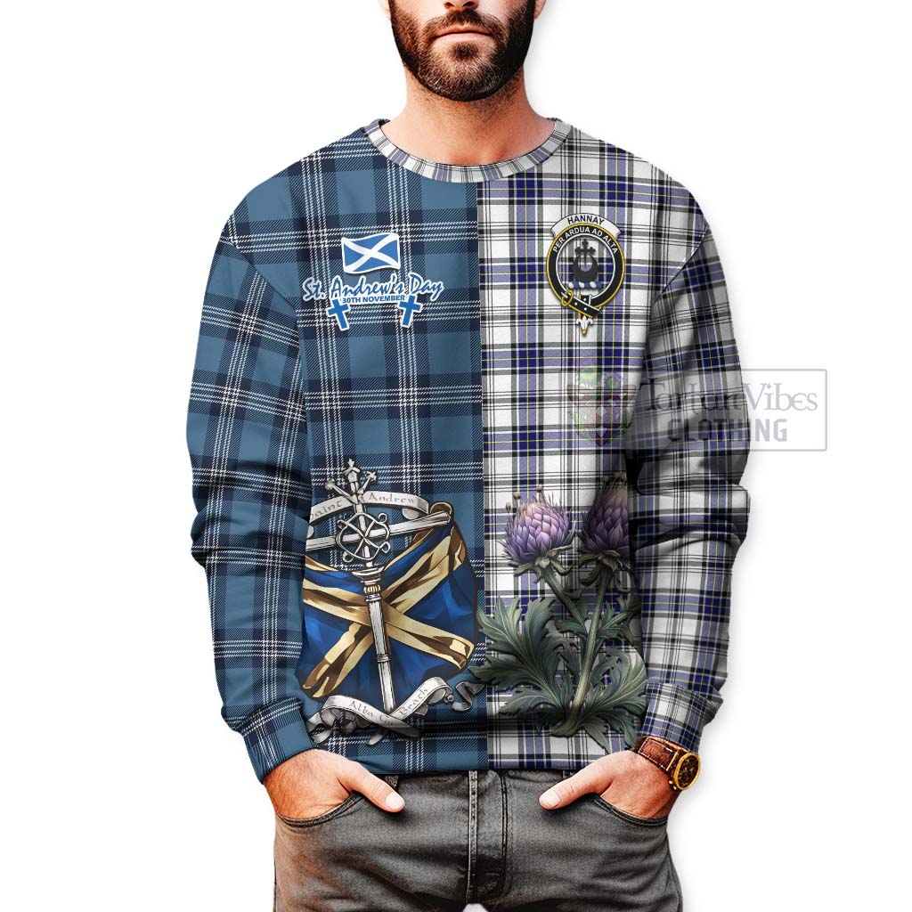 Tartan Vibes Clothing Hannay Tartan Sweatshirt Happy St. Andrew's Day Half Tartan Style