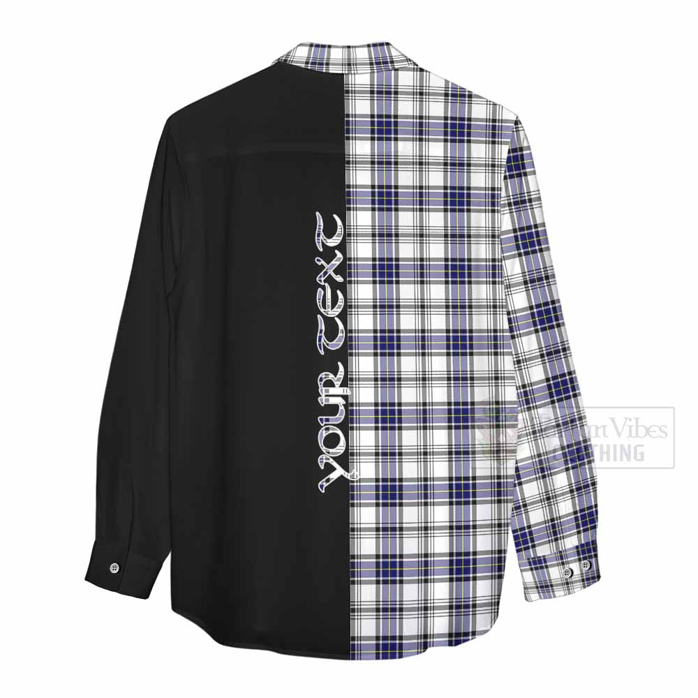 Tartan Vibes Clothing Hannay Tartan Women's Casual Shirt with Family Crest and Half Of Me Style