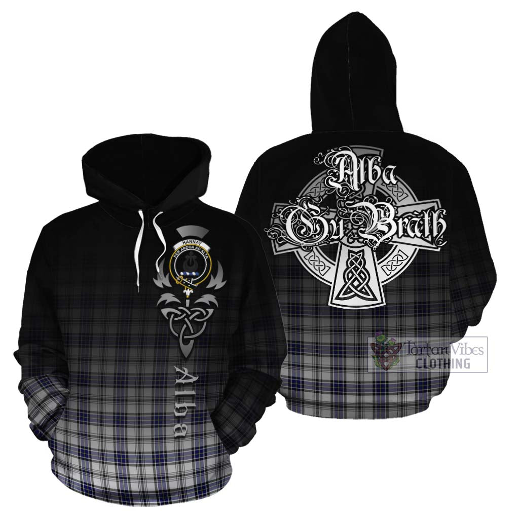 Tartan Vibes Clothing Hannay Tartan Cotton Hoodie Featuring Alba Gu Brath Family Crest Celtic Inspired