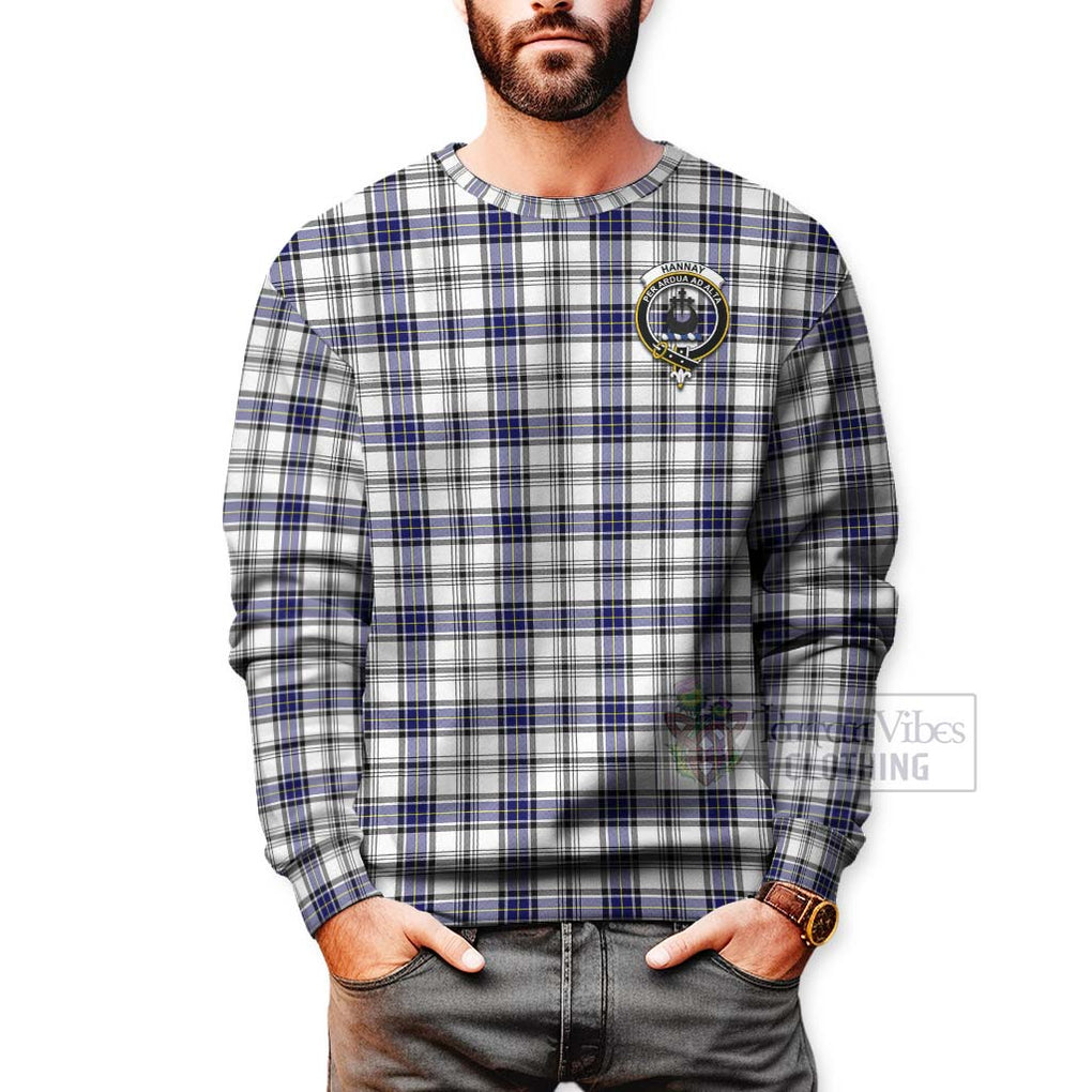 Tartan Vibes Clothing Hannay Tartan Sweatshirt with Family Crest Celtic Skull Style