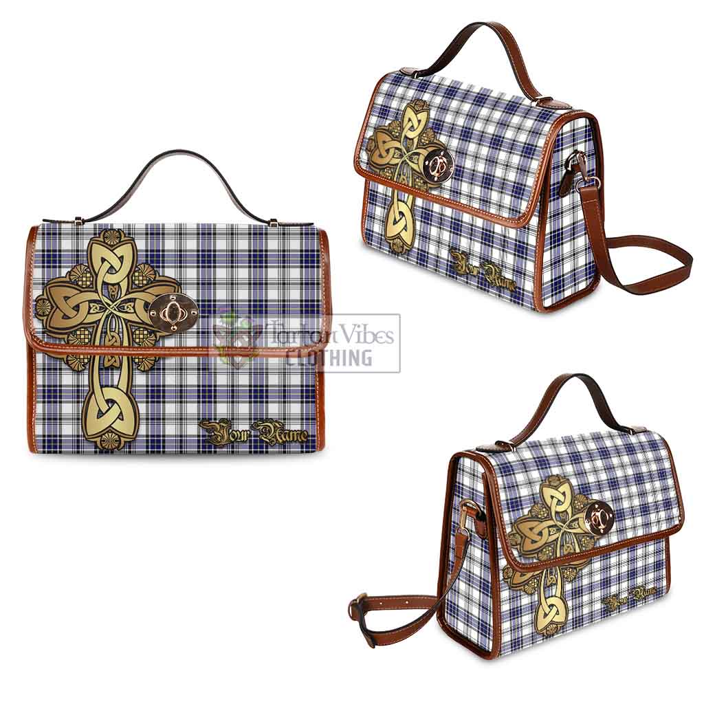 Tartan Vibes Clothing Hannay Tartan Waterproof Canvas Bag Golden Thistle Celtic Cross Style