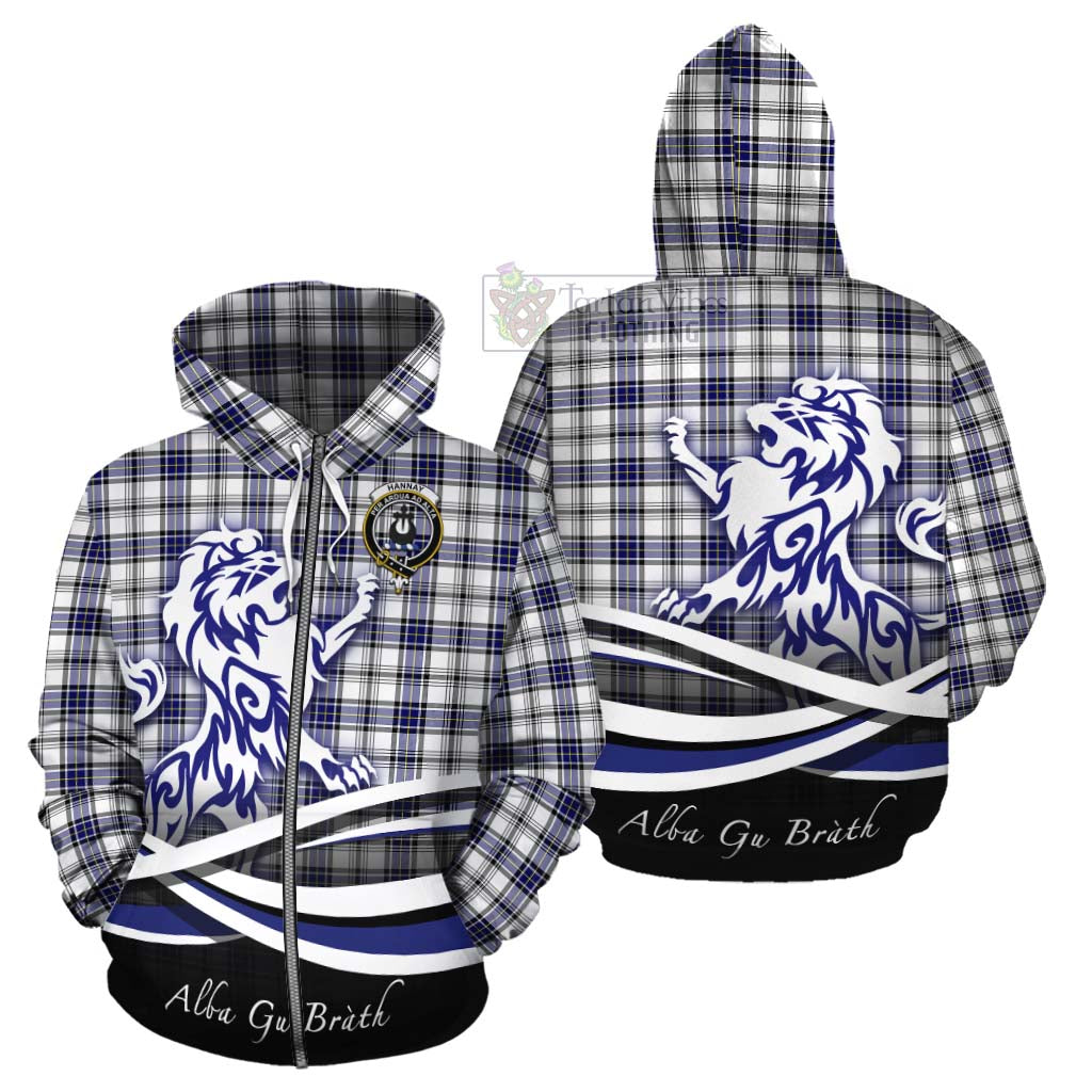 Tartan Vibes Clothing Hannay Tartan Cotton Hoodie with Alba Gu Brath Regal Lion Emblem