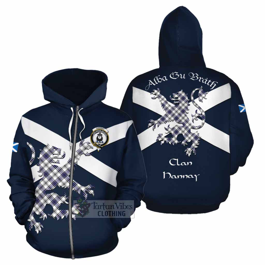 Tartan Vibes Clothing Hannay Tartan Lion Rampant Cotton Hoodie Proudly Display Your Heritage with Alba Gu Brath and Clan Name