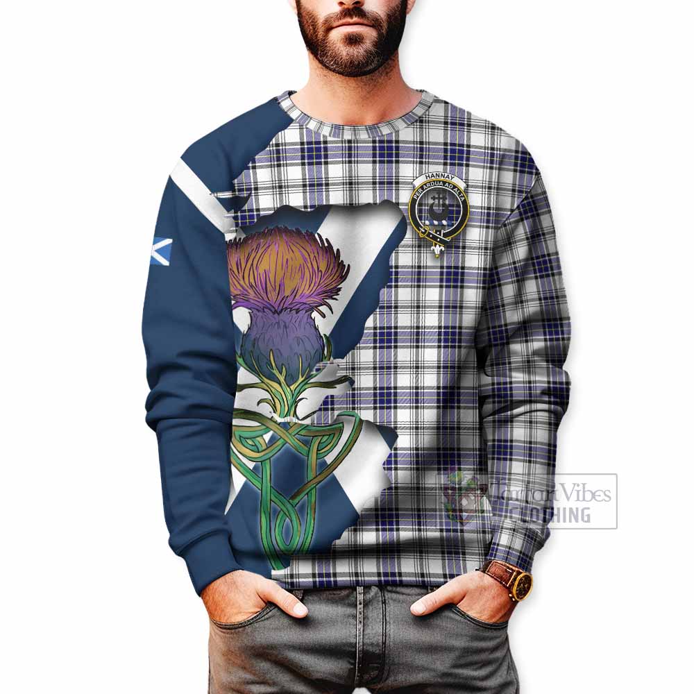 Hannay Tartan Family Crest Sweatshirt Scottish Thistle Celtic Inspired - Tartan Vibes Clothing