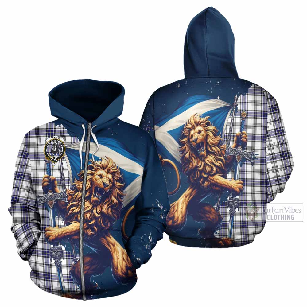 Hannay Tartan Family Crest Hoodie with Scottish Majestic Lion