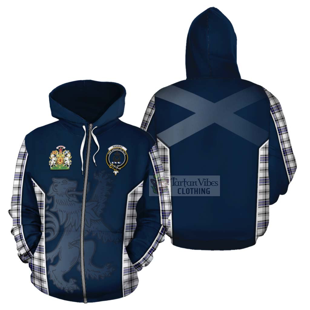 Tartan Vibes Clothing Hannay Tartan Cotton Hoodie with Family Crest and Lion Rampant Vibes Sport Style