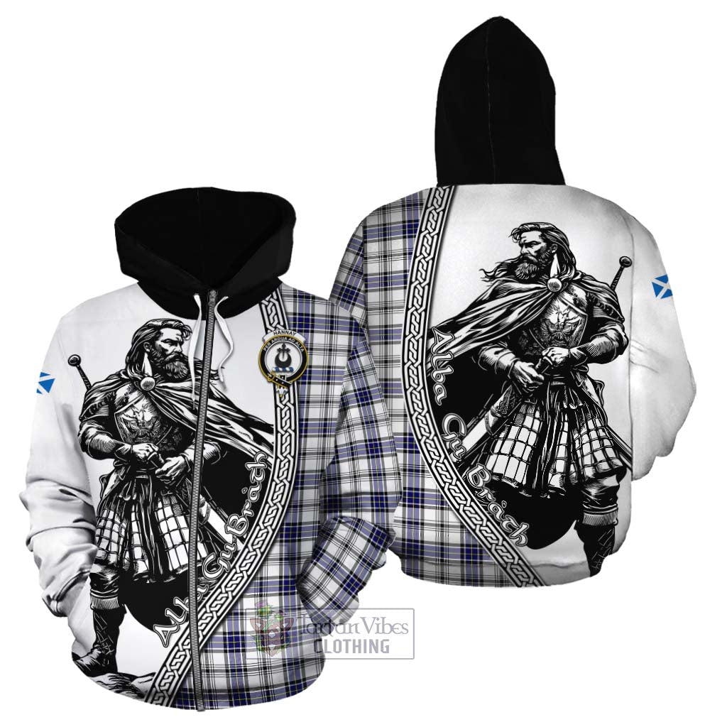 Tartan Vibes Clothing Hannay Tartan Clan Crest Cotton Hoodie with Highlander Warrior Celtic Style