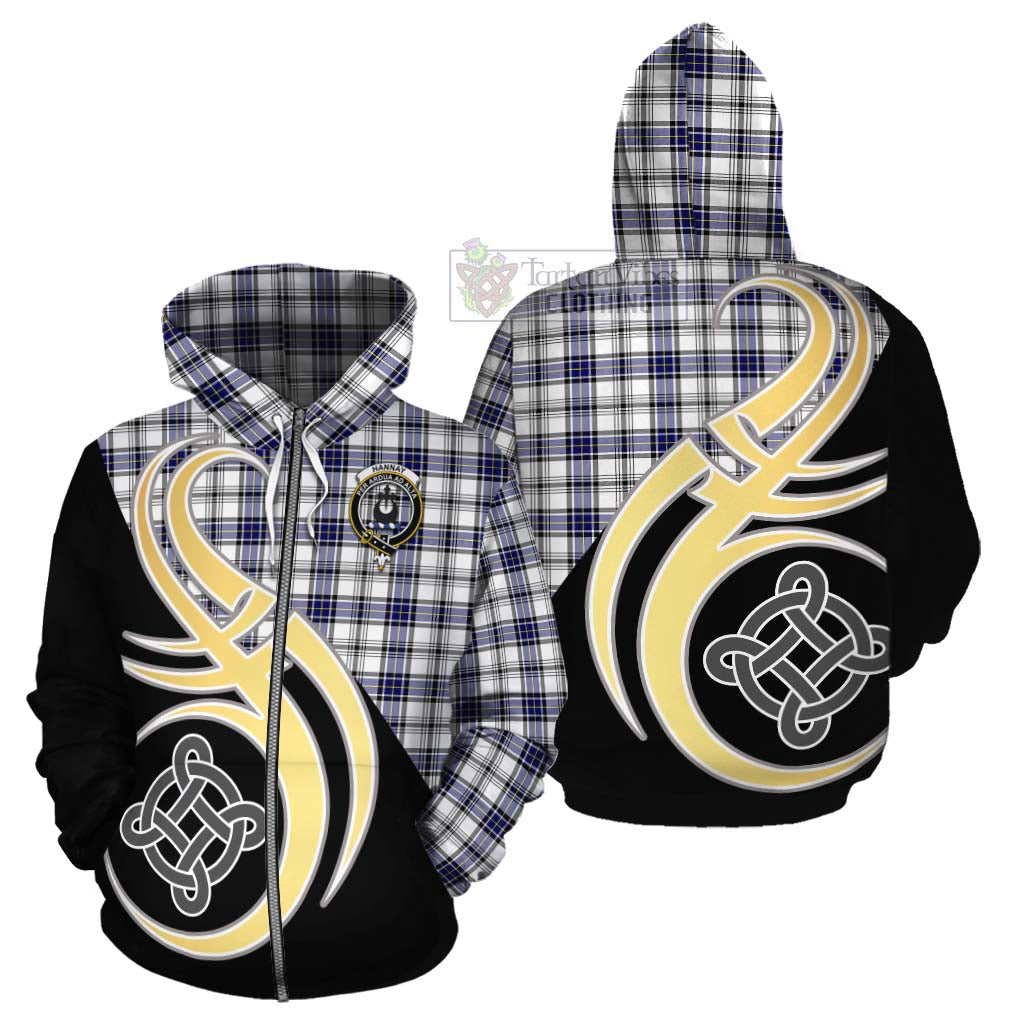 Tartan Vibes Clothing Hannay Tartan Cotton Hoodie with Family Crest and Celtic Symbol Style