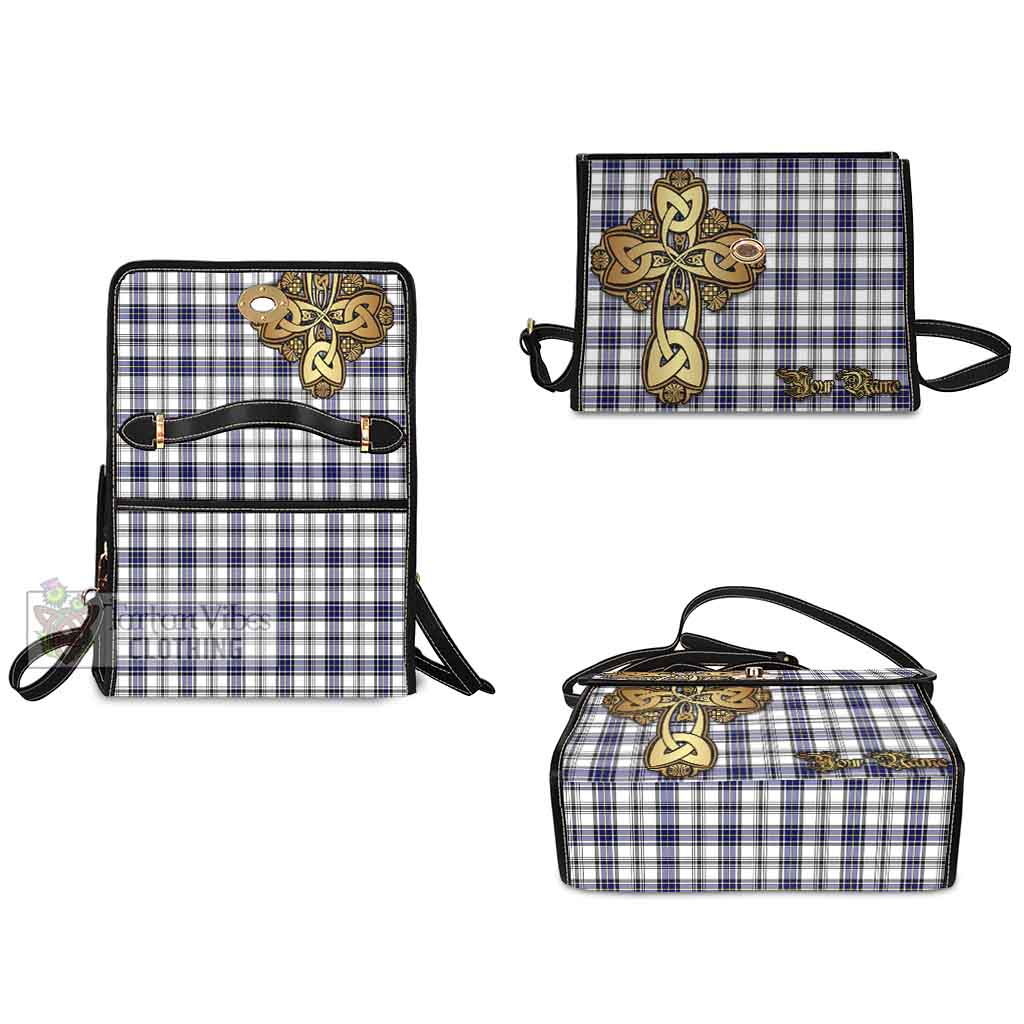 Tartan Vibes Clothing Hannay Tartan Waterproof Canvas Bag Golden Thistle Celtic Cross Style