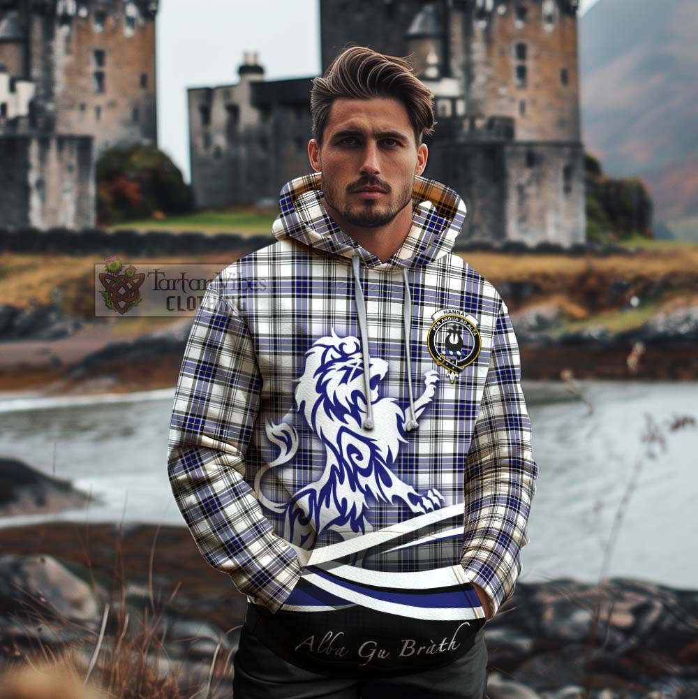 Tartan Vibes Clothing Hannay Tartan Cotton Hoodie with Alba Gu Brath Regal Lion Emblem