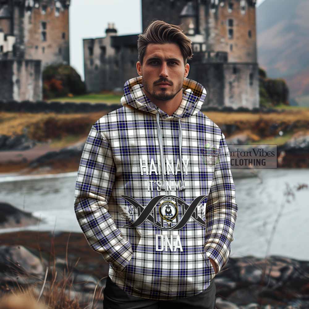 Tartan Vibes Clothing Hannay Tartan Cotton Hoodie with Family Crest DNA In Me Style