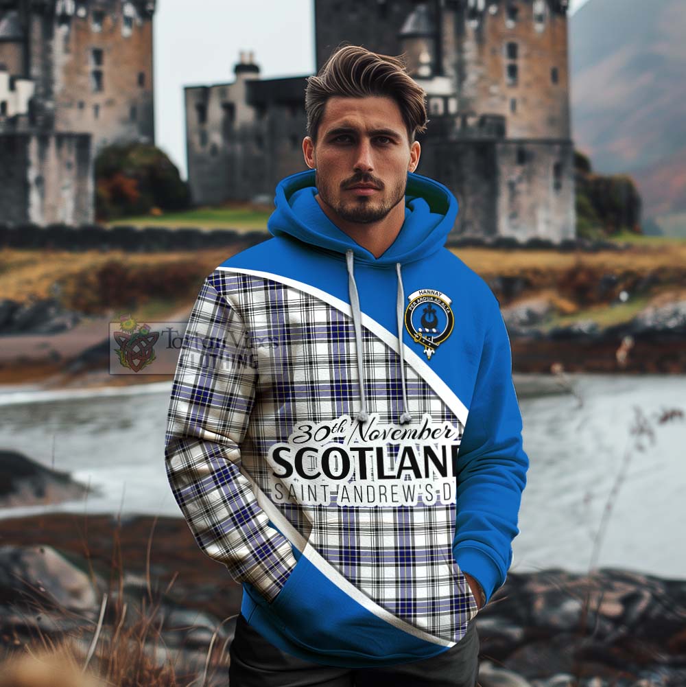 Tartan Vibes Clothing Hannay Family Crest Tartan Cotton Hoodie Celebrate Saint Andrew's Day in Style