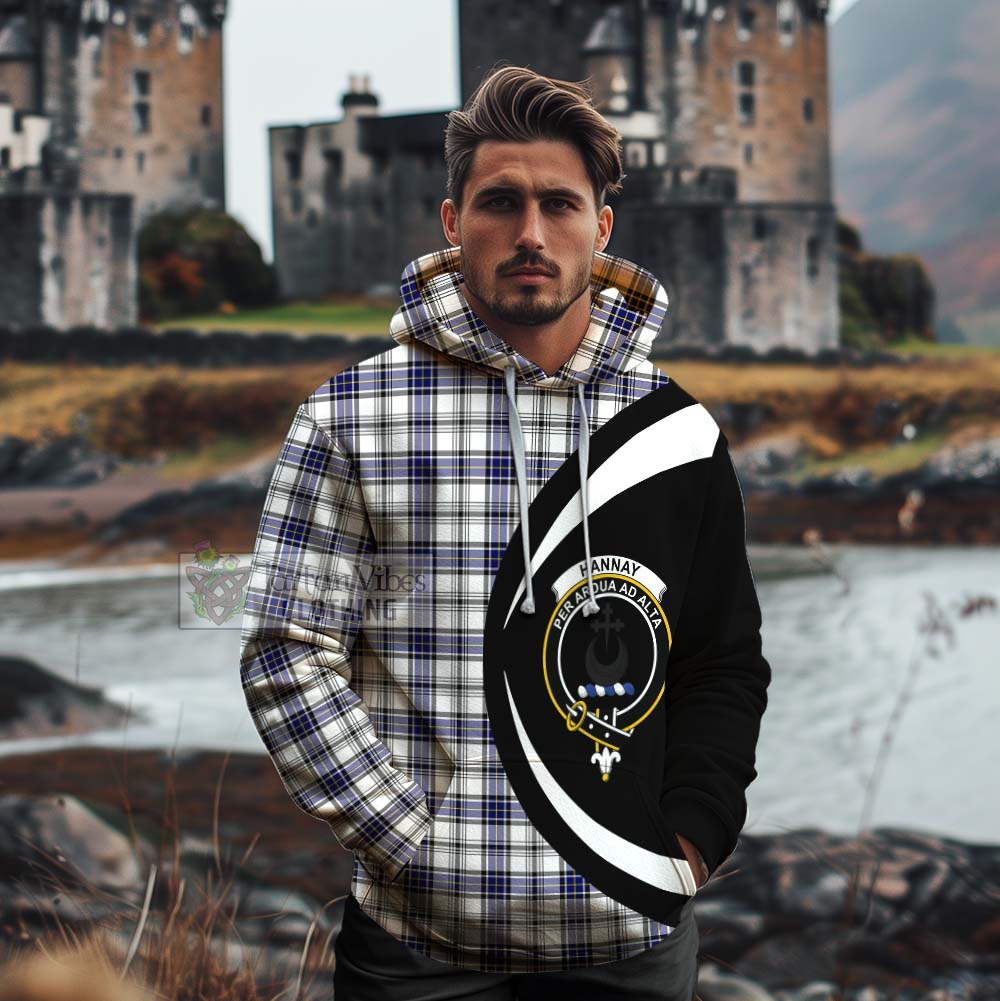 Tartan Vibes Clothing Hannay Tartan Cotton Hoodie with Family Crest Circle Style