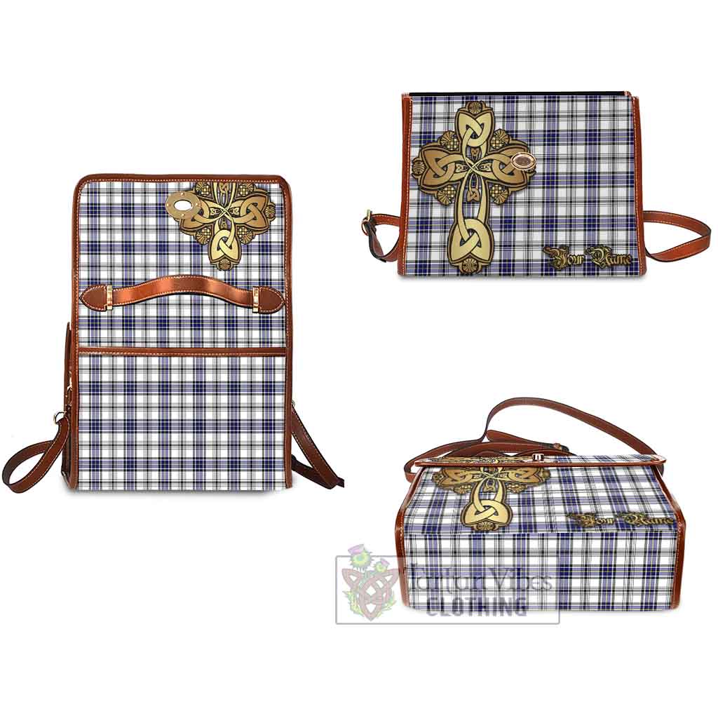 Tartan Vibes Clothing Hannay Tartan Waterproof Canvas Bag Golden Thistle Celtic Cross Style