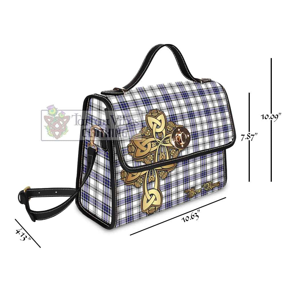 Tartan Vibes Clothing Hannay Tartan Waterproof Canvas Bag Golden Thistle Celtic Cross Style