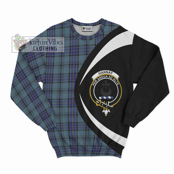 Hannay Blue Tartan Sweatshirt with Family Crest Circle Style