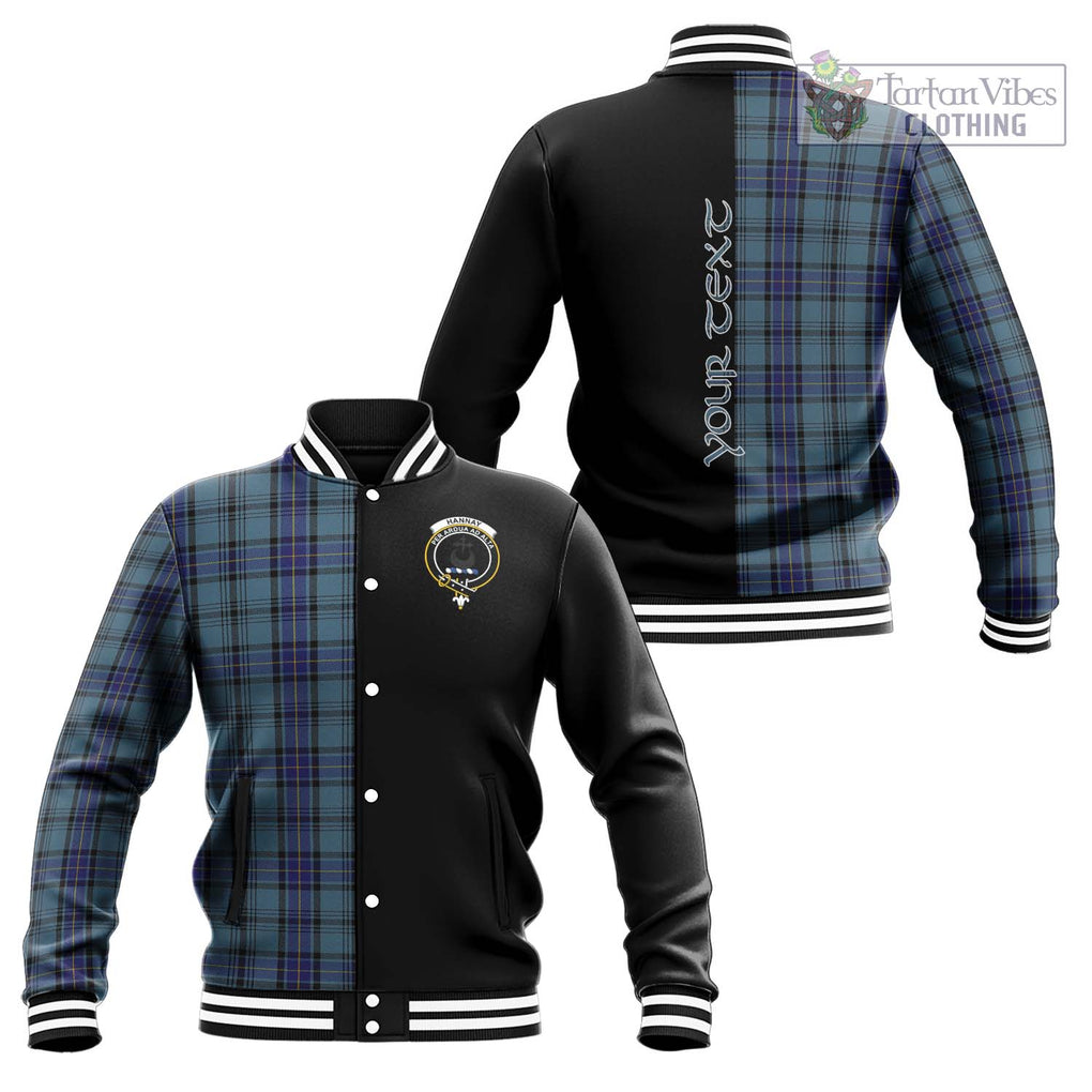 Hannay Blue Tartan Baseball Jacket with Family Crest and Half Of Me Style Unisex - Tartanvibesclothing Shop