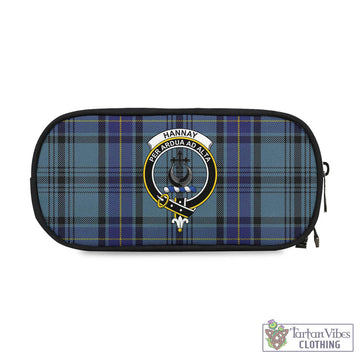 Hannay Blue Tartan Pen and Pencil Case with Family Crest