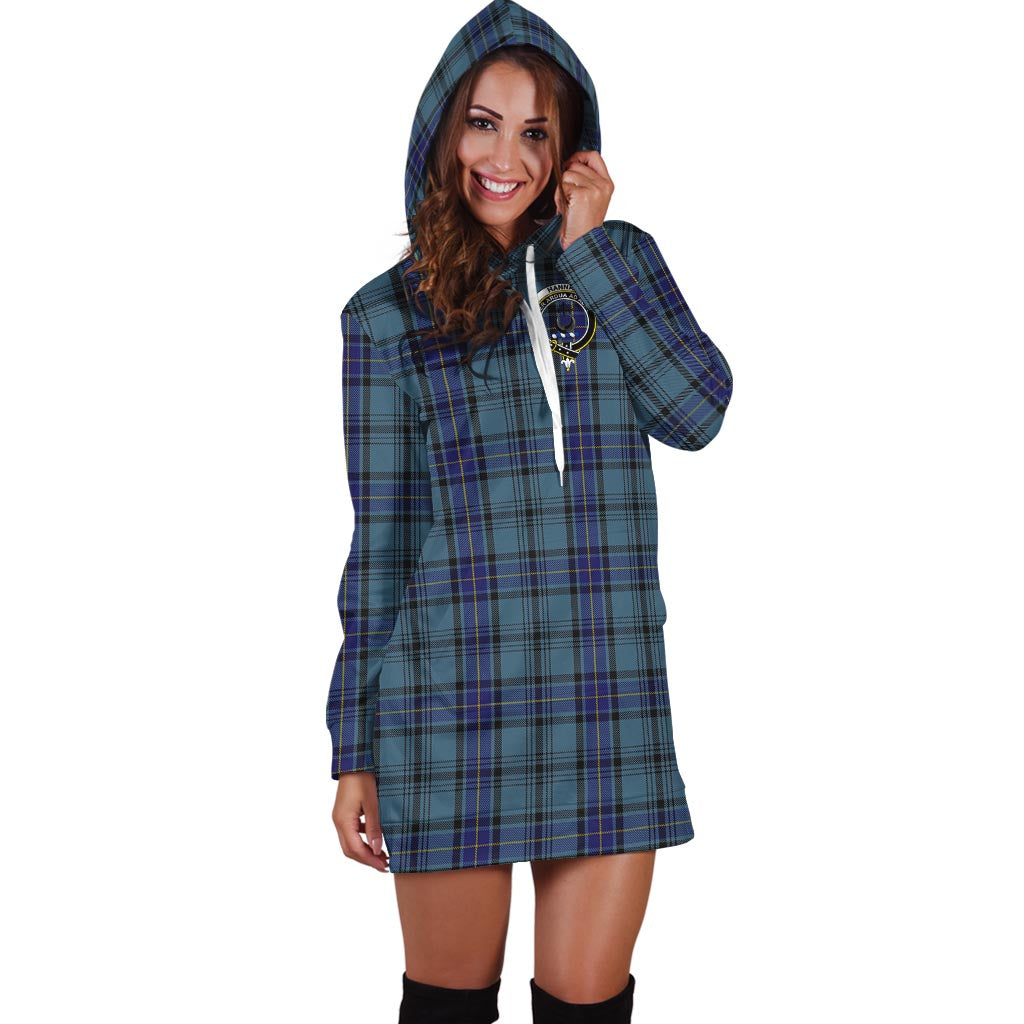 Hannay Blue Tartan Hoodie Dress with Family Crest - Tartan Vibes Clothing