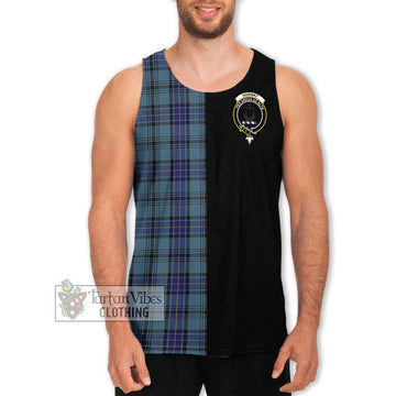 Hannay Blue Tartan Men's Tank Top with Family Crest and Half Of Me Style