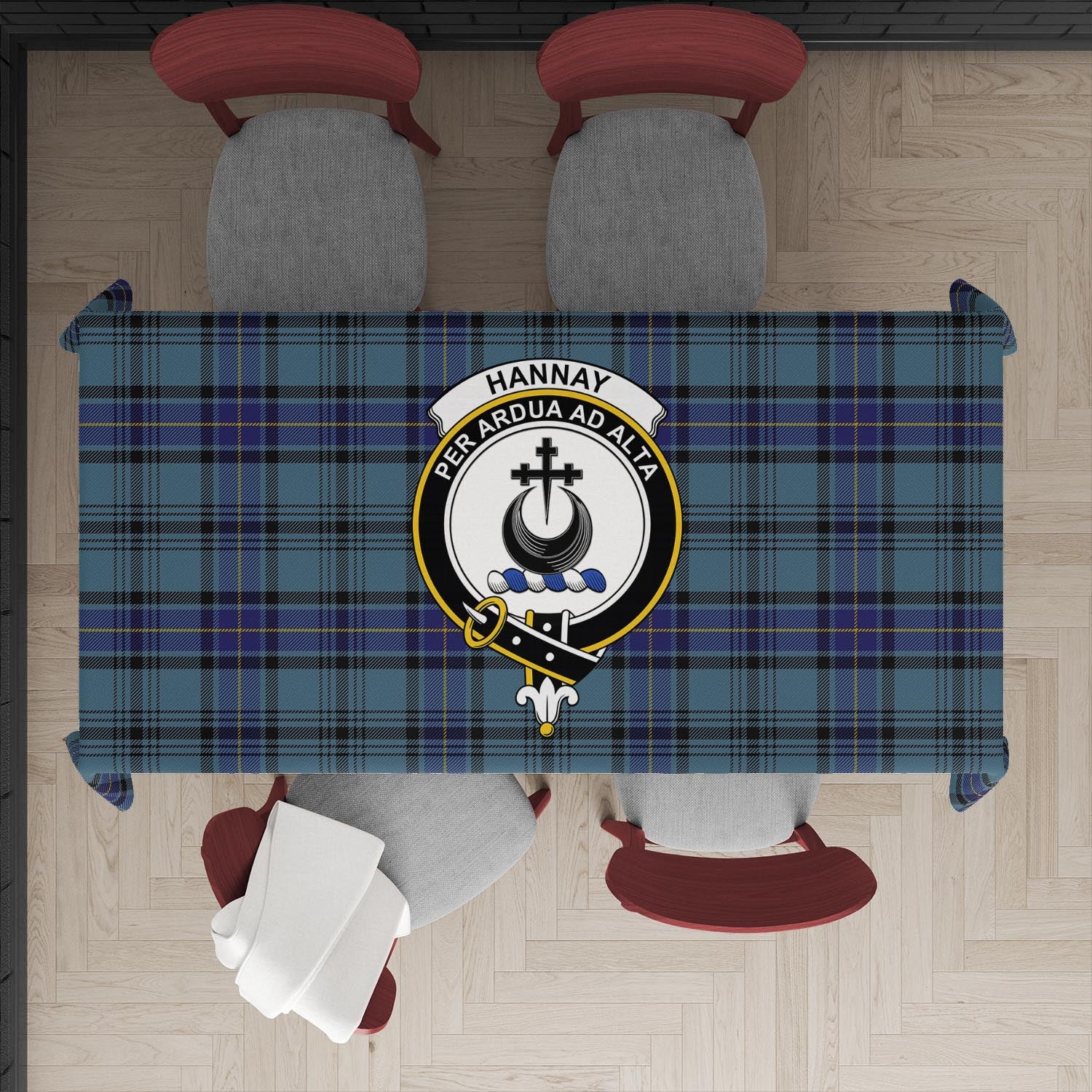 hannay-blue-tatan-tablecloth-with-family-crest