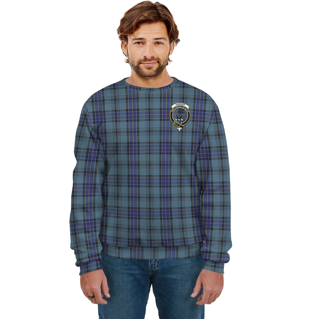 Hannay Blue Tartan Sweatshirt with Family Crest Unisex - Tartan Vibes Clothing