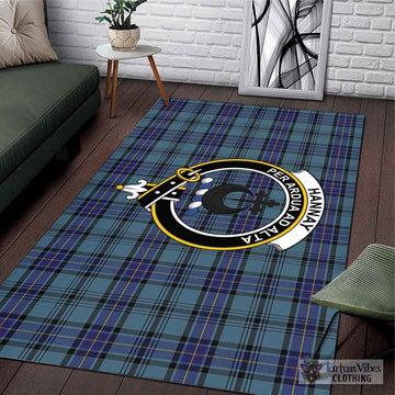 Hannay Blue Tartan Area Rug with Family Crest