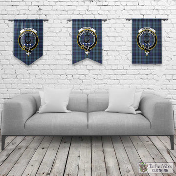 Hannay Blue Tartan Gonfalon, Tartan Banner with Family Crest