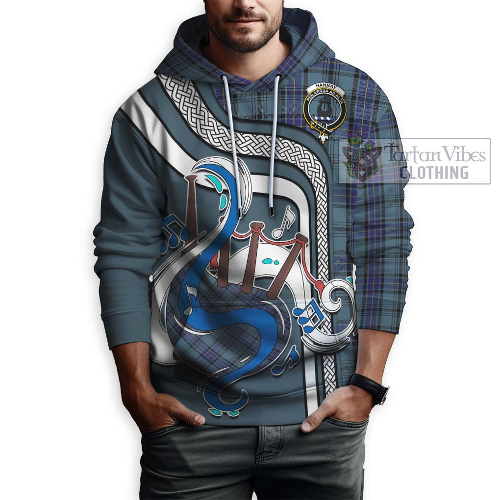 Hannay Blue Tartan Hoodie with Epic Bagpipe Style Zip Hoodie - Tartanvibesclothing Shop