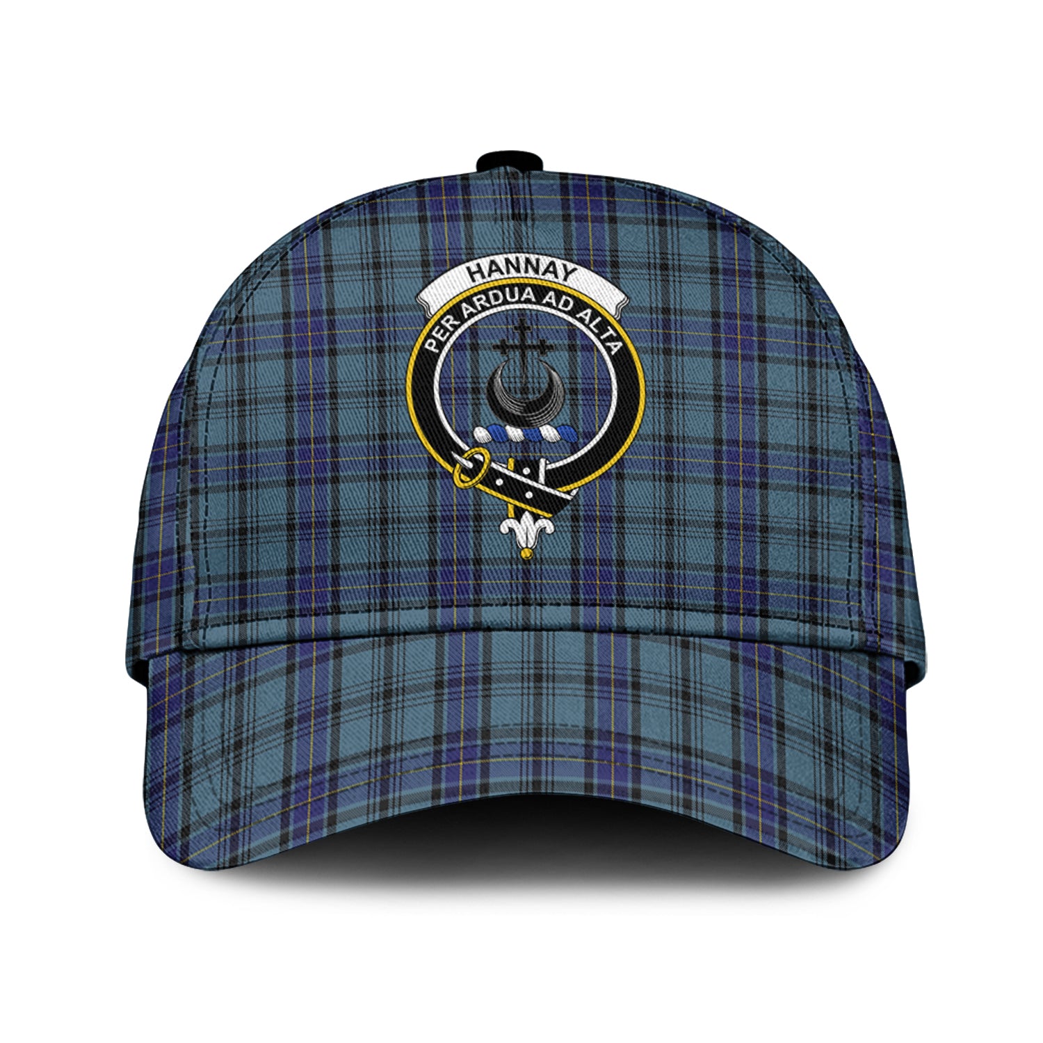 Hannay Blue Tartan Classic Cap with Family Crest Classic Cap Universal Fit - Tartan Vibes Clothing