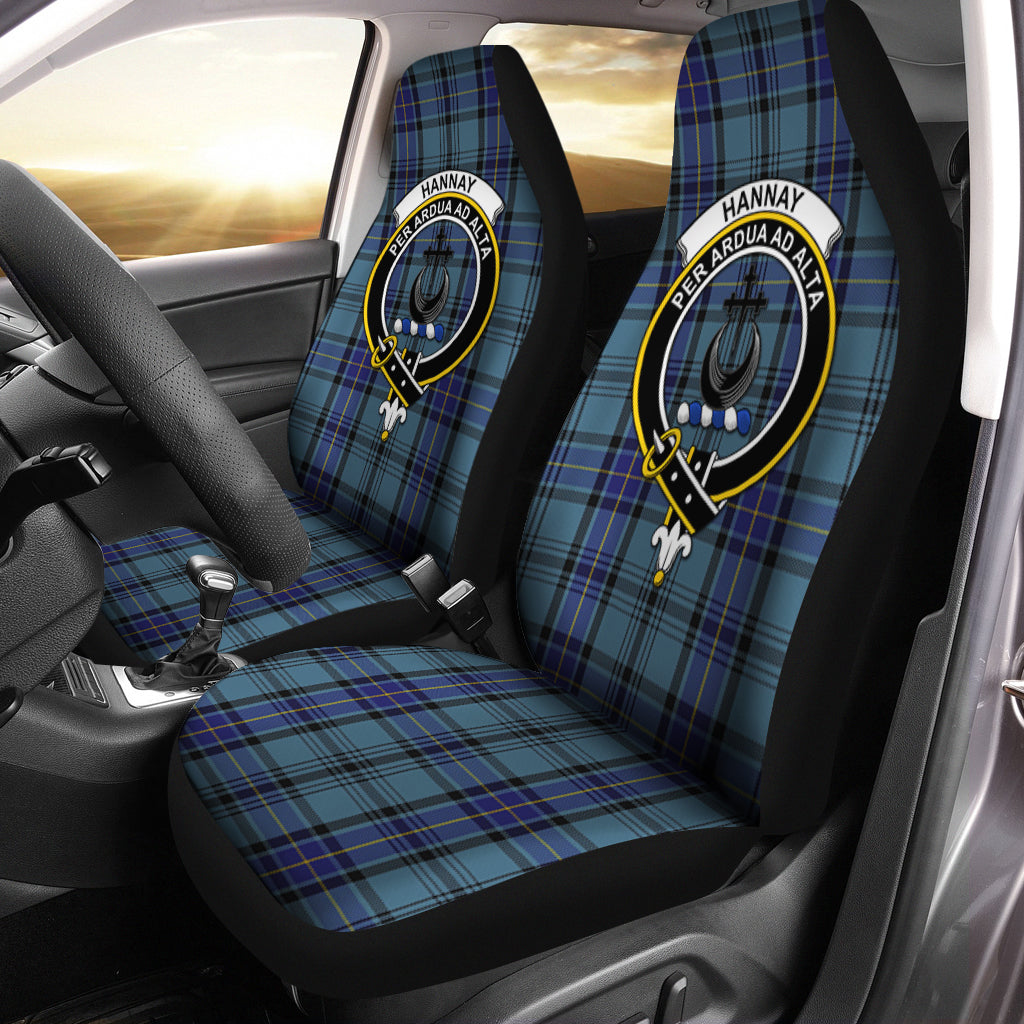 Hannay Blue Tartan Car Seat Cover with Family Crest One Size - Tartanvibesclothing