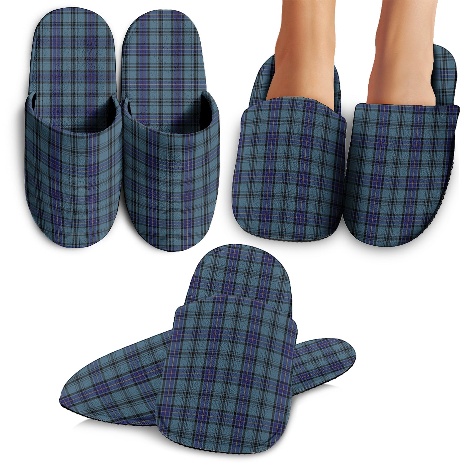 Hannay Blue Tartan Home Slippers - Tartanvibesclothing