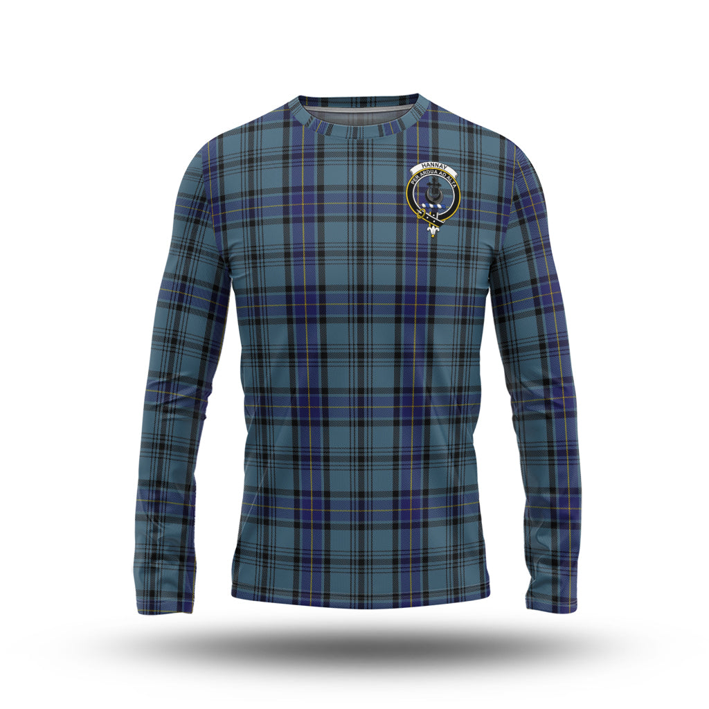 hannay-blue-tartan-long-sleeve-t-shirt-with-family-crest