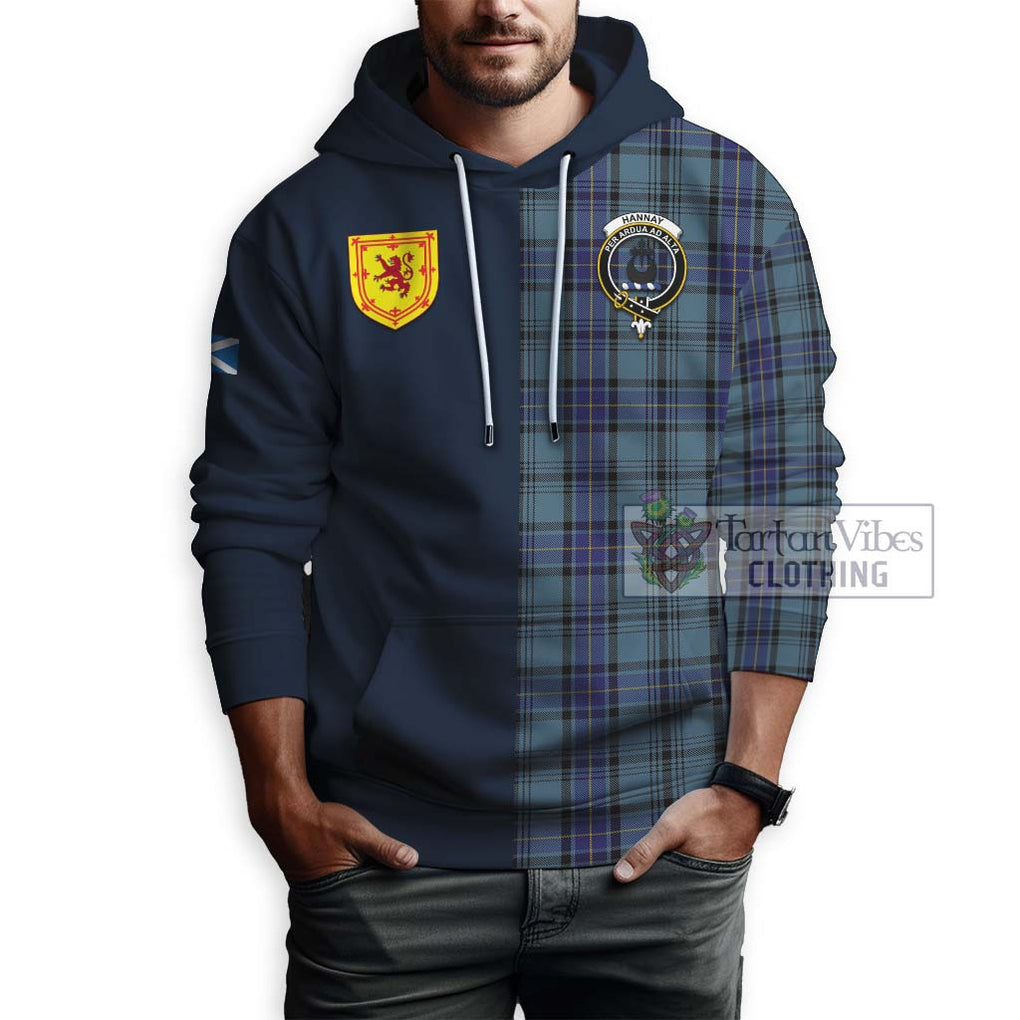 Tartan Vibes Clothing Hannay Blue Tartan Hoodie with Scottish Lion Royal Arm Half Style