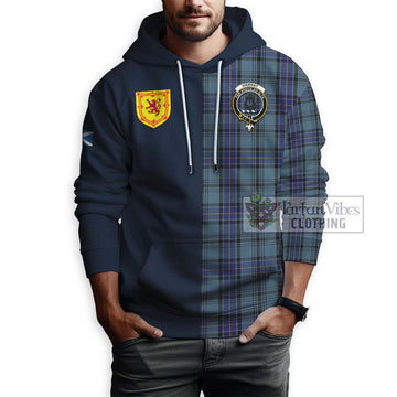 Hannay Blue Tartan Hoodie Alba with Scottish Lion Royal Arm Half Style