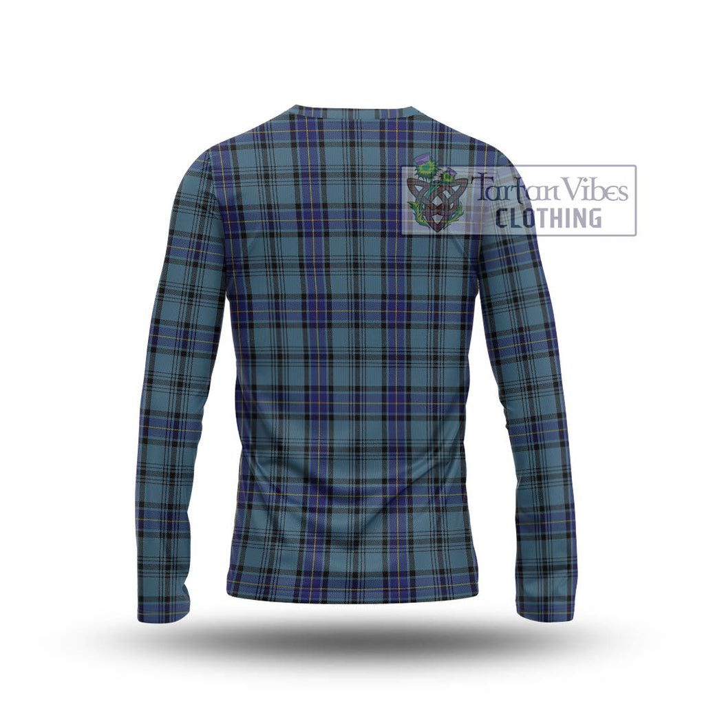 Hannay Blue Tartan Long Sleeve T-Shirt with Family Crest DNA In Me Style - Tartanvibesclothing Shop