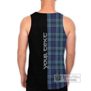 Hannay Blue Tartan Men's Tank Top with Family Crest and Half Of Me Style