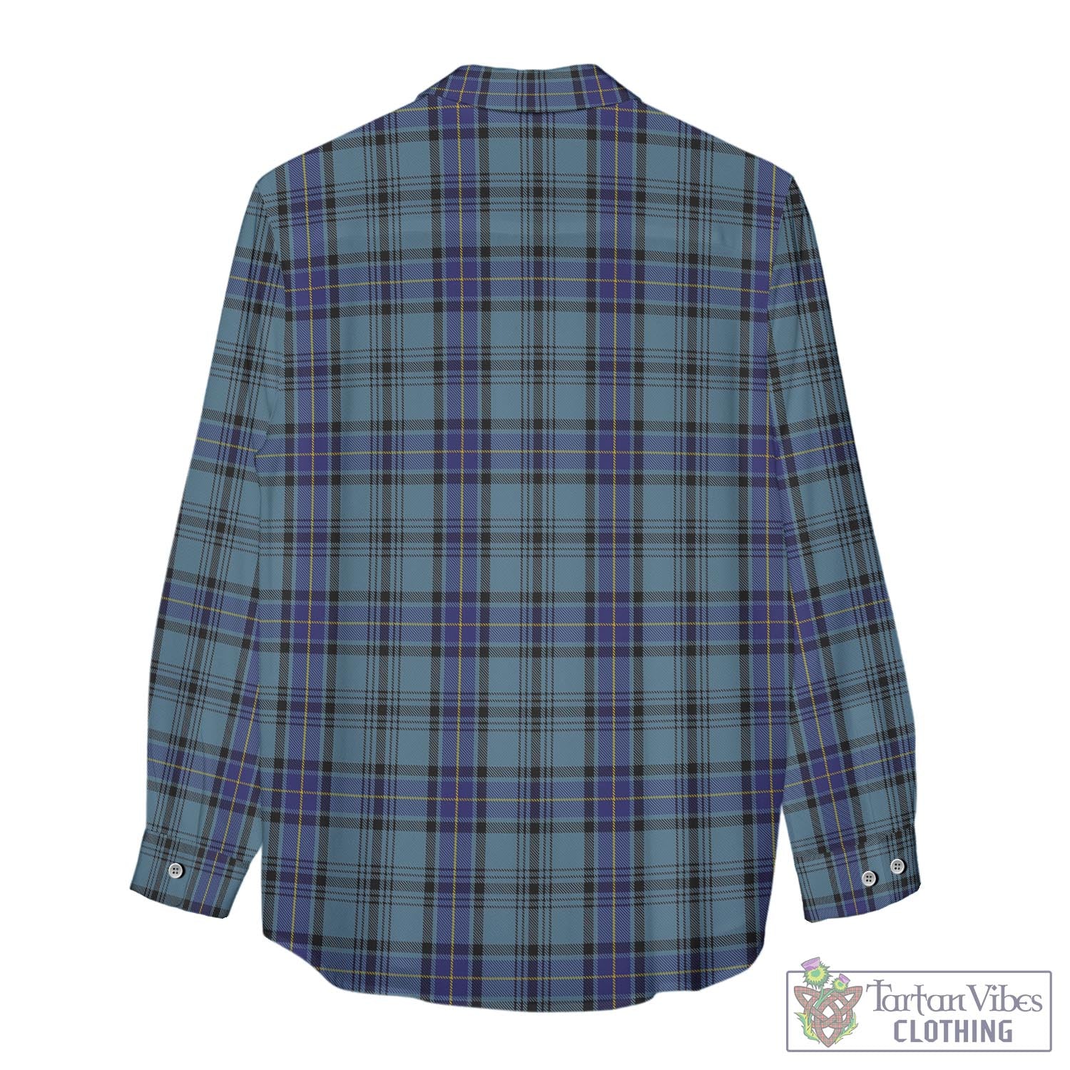 Tartan Vibes Clothing Hannay Blue Tartan Womens Casual Shirt with Family Crest