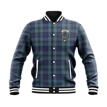 Hannay Blue Tartan Baseball Jacket with Family Crest