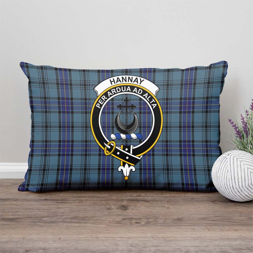 Hannay Blue Tartan Pillow Cover with Family Crest Rectangle Pillow Cover - Tartanvibesclothing