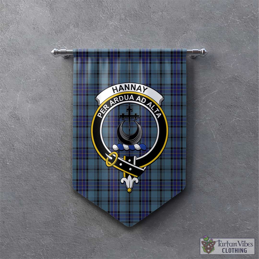 Tartan Vibes Clothing Hannay Blue Tartan Gonfalon, Tartan Banner with Family Crest