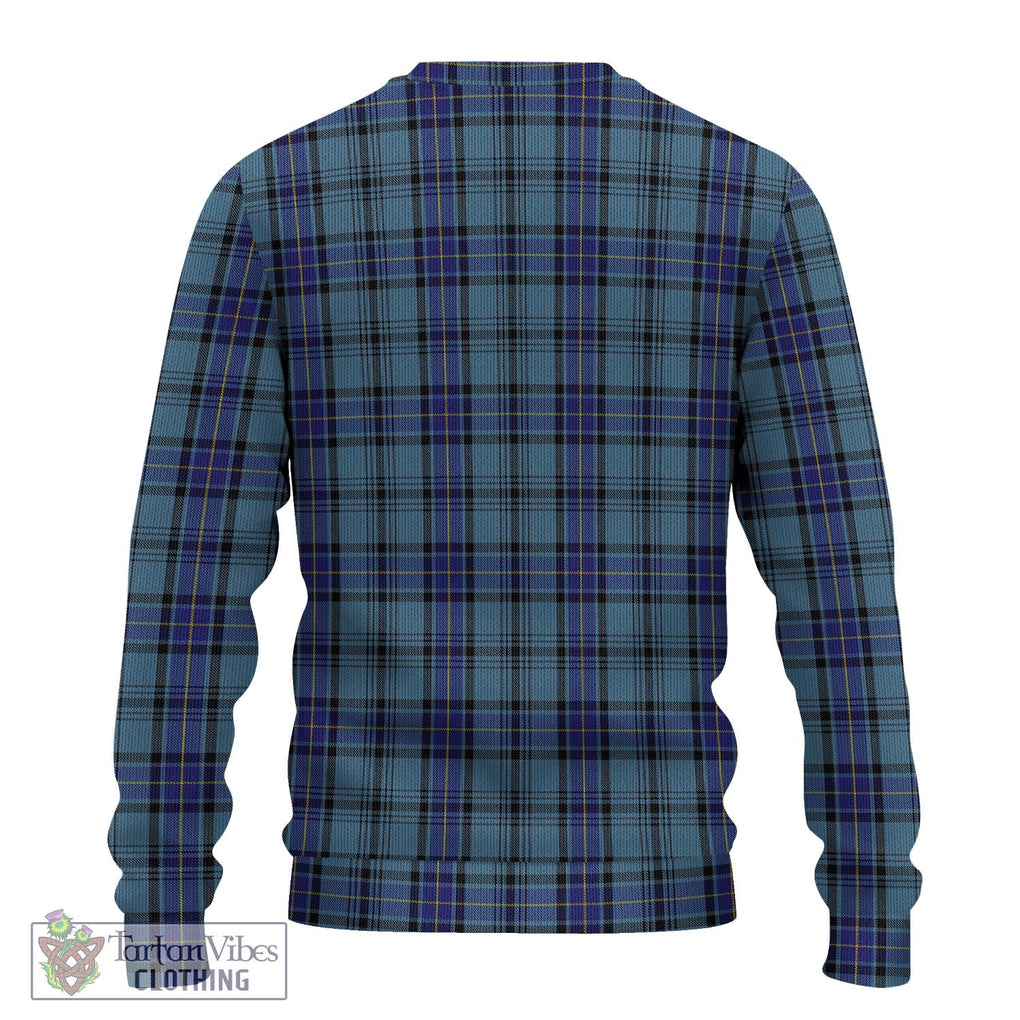 Hannay Blue Tartan Knitted Sweater with Family Crest DNA In Me Style - Tartanvibesclothing Shop