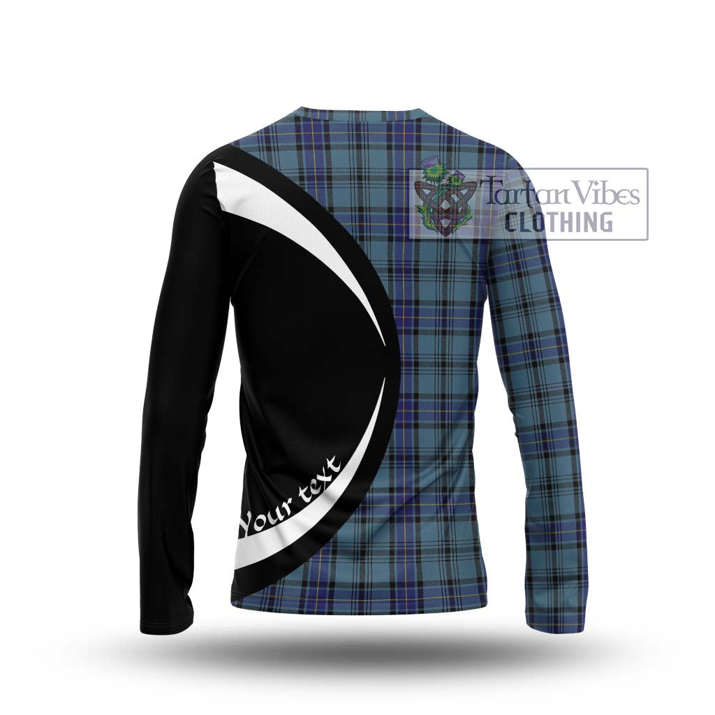 Hannay Blue Tartan Long Sleeve T-Shirt with Family Crest Circle Style - Tartan Vibes Clothing