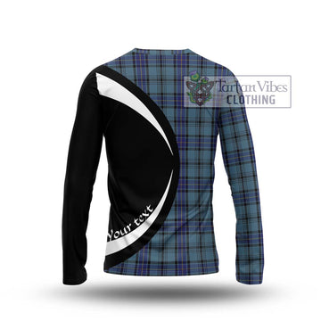 Hannay Blue Tartan Long Sleeve T-Shirt with Family Crest Circle Style