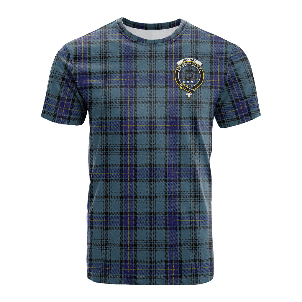 Hannay Blue Tartan T-Shirt with Family Crest - Tartan Vibes Clothing